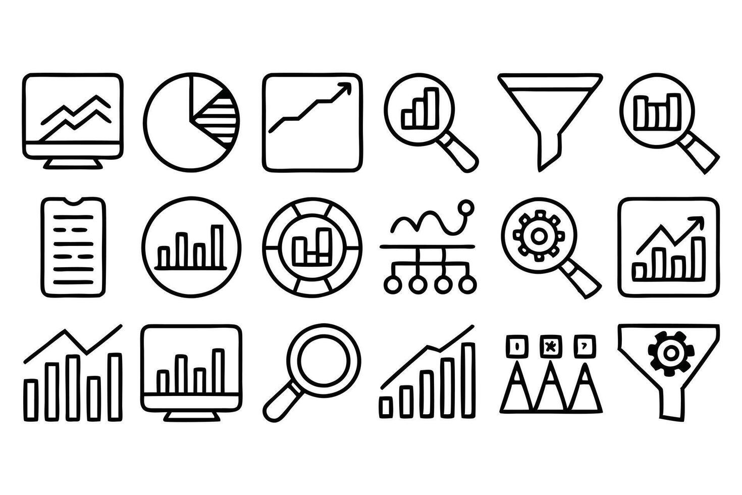 Insightful Data Analysis Outline Icons vector