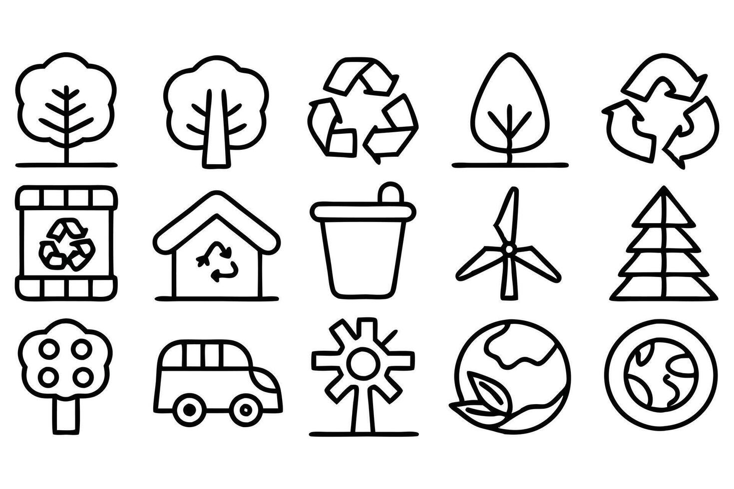 Green Planet Outline Icons vector