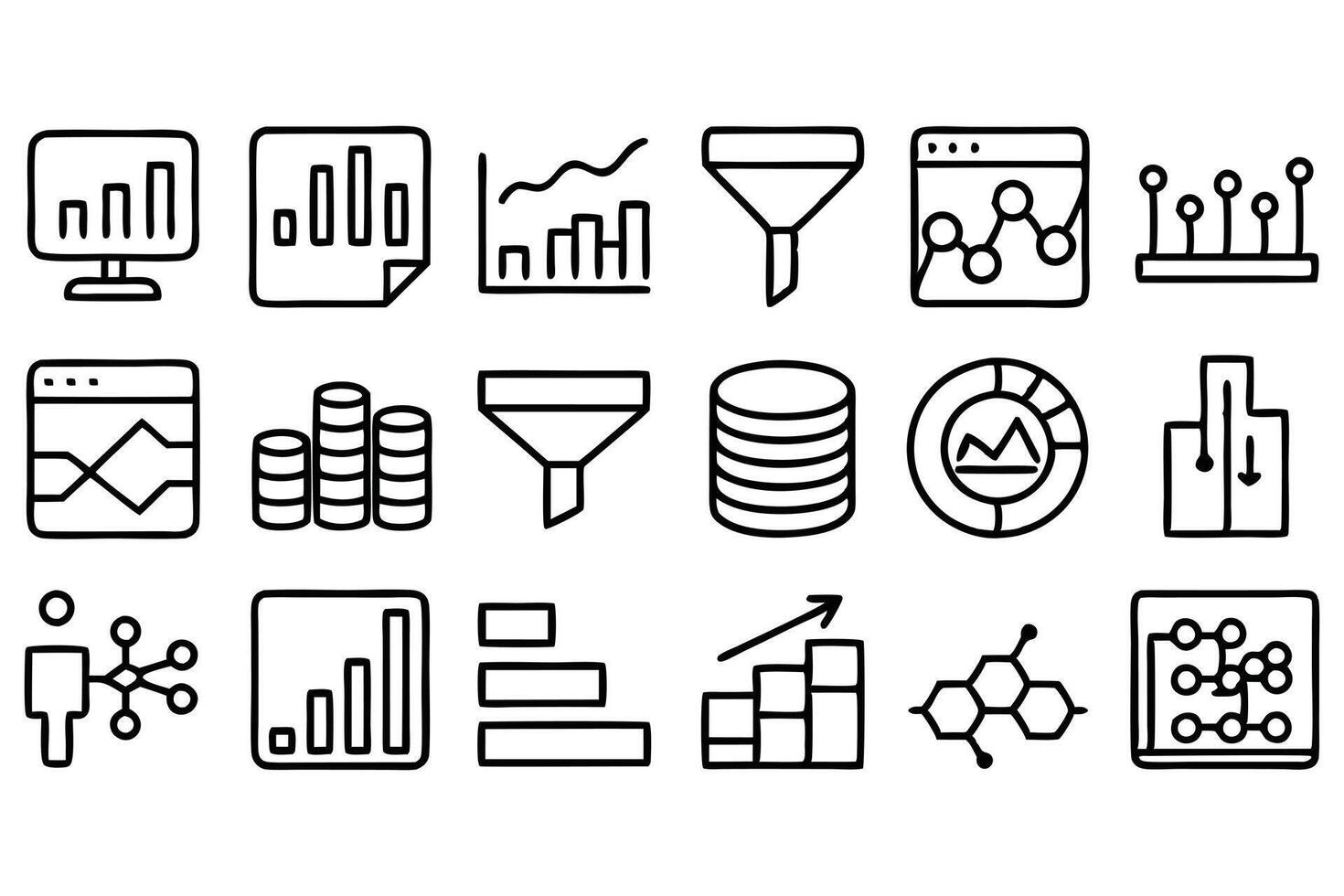 Minimalist Data Analytics Icons Pack vector