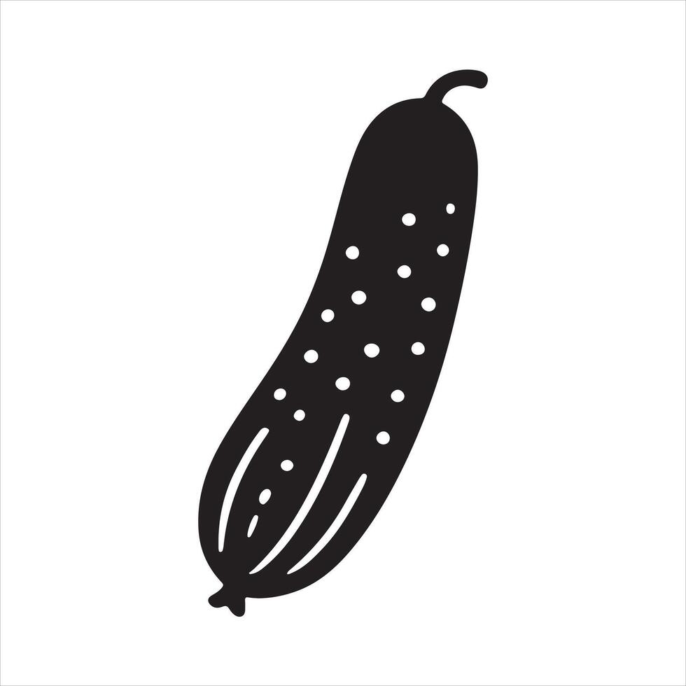 Modern Black Cucumber silhouette white background vector