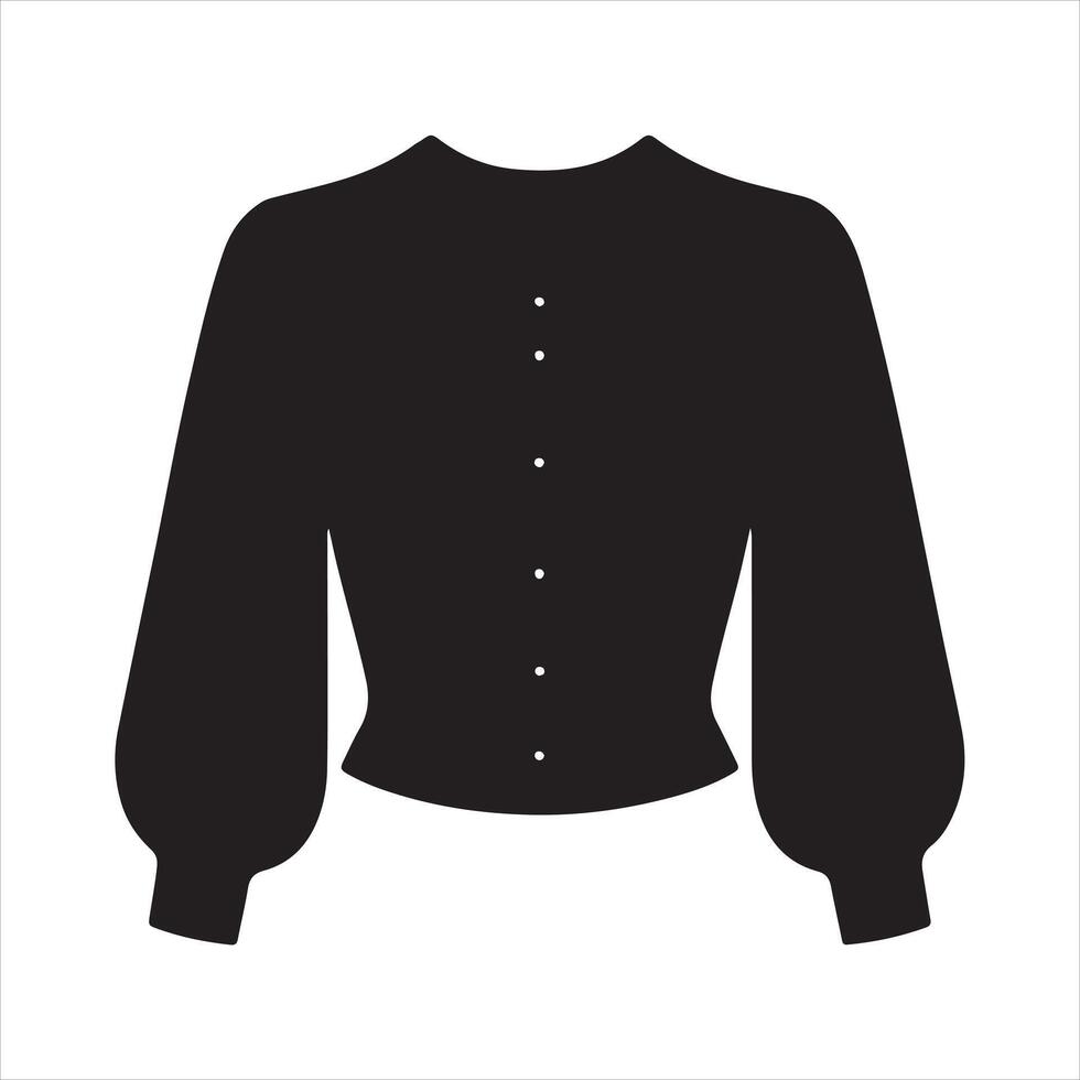 Black Blouse clouth silhouette on white background vector