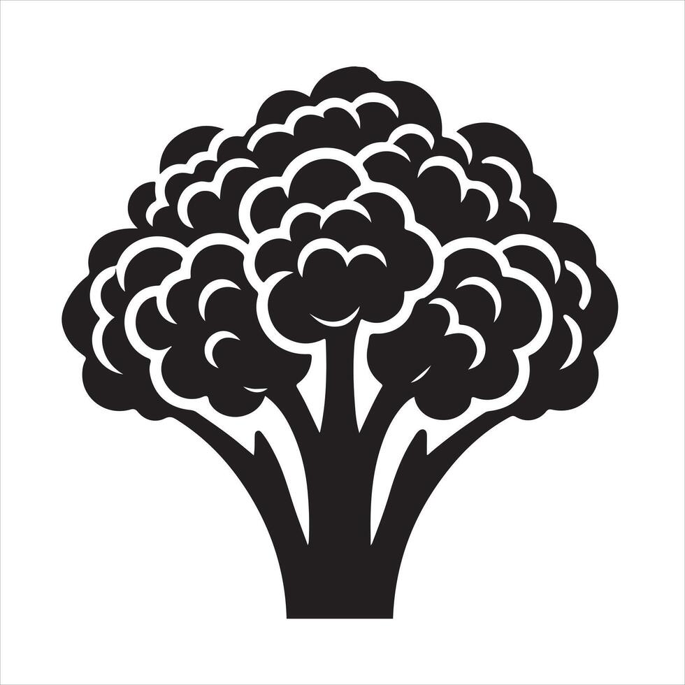 Minimalist Cauliflower black silhouette on white background vector
