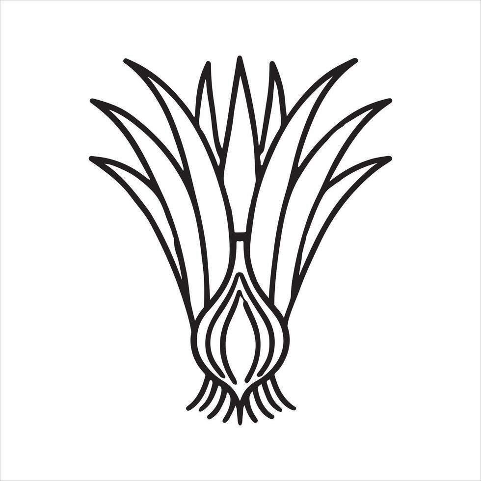 Linear Leek Illustration Design black silhouette on white background vector