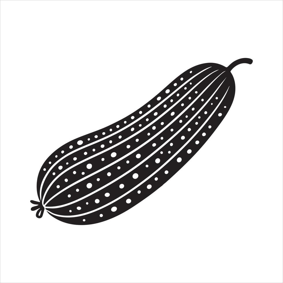 Modern Black Cucumber silhouette on white background vector