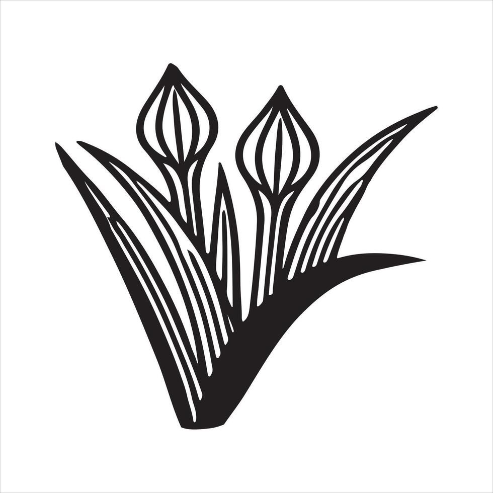 Linear Leek Illustration Design silhouette white background vector