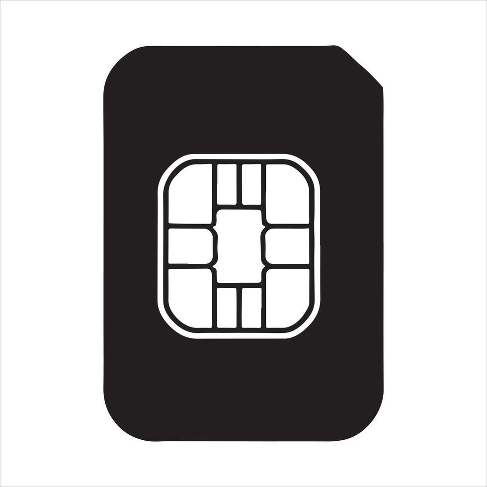 SIM card icon set silhouette white background vector