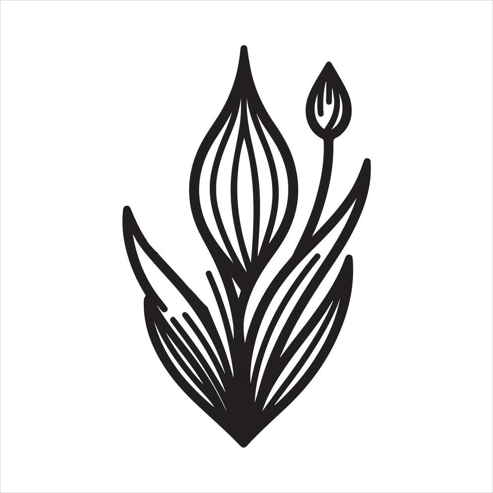 Linear Leek Illustration Design silhouette on white background vector