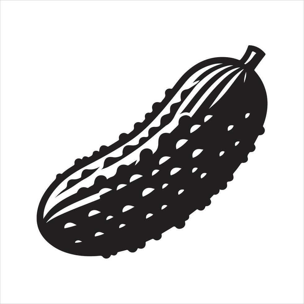 Modern Black Cucumber black silhouette on white background vector