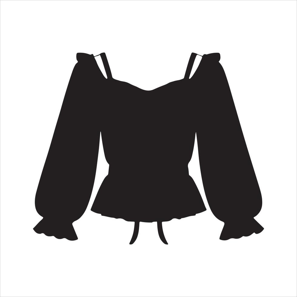 Black Blouse clouth black silhouette on white background vector