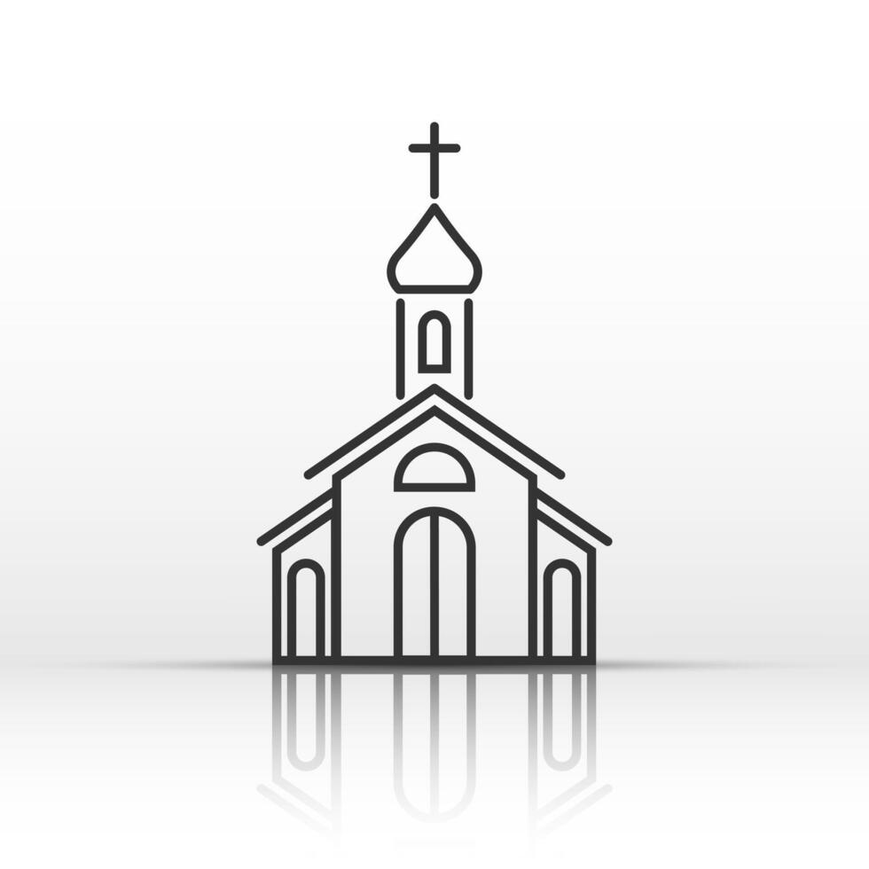Church building icon in linear style with dome. illustration. vector