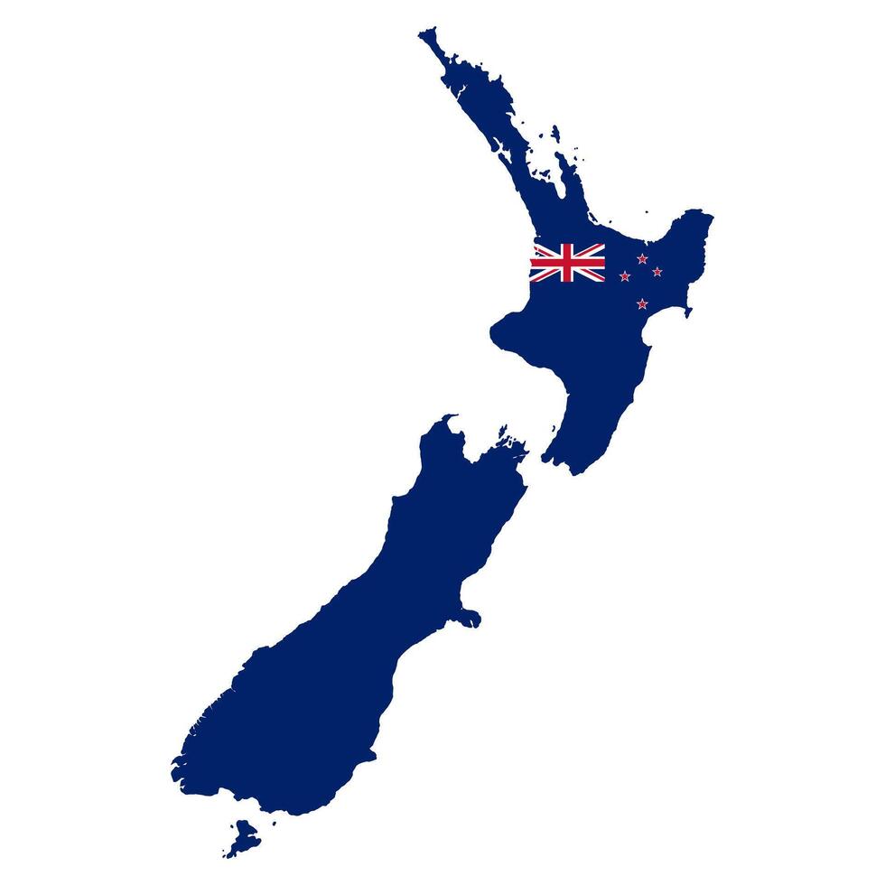 New Zealand flag map contour illustration vector