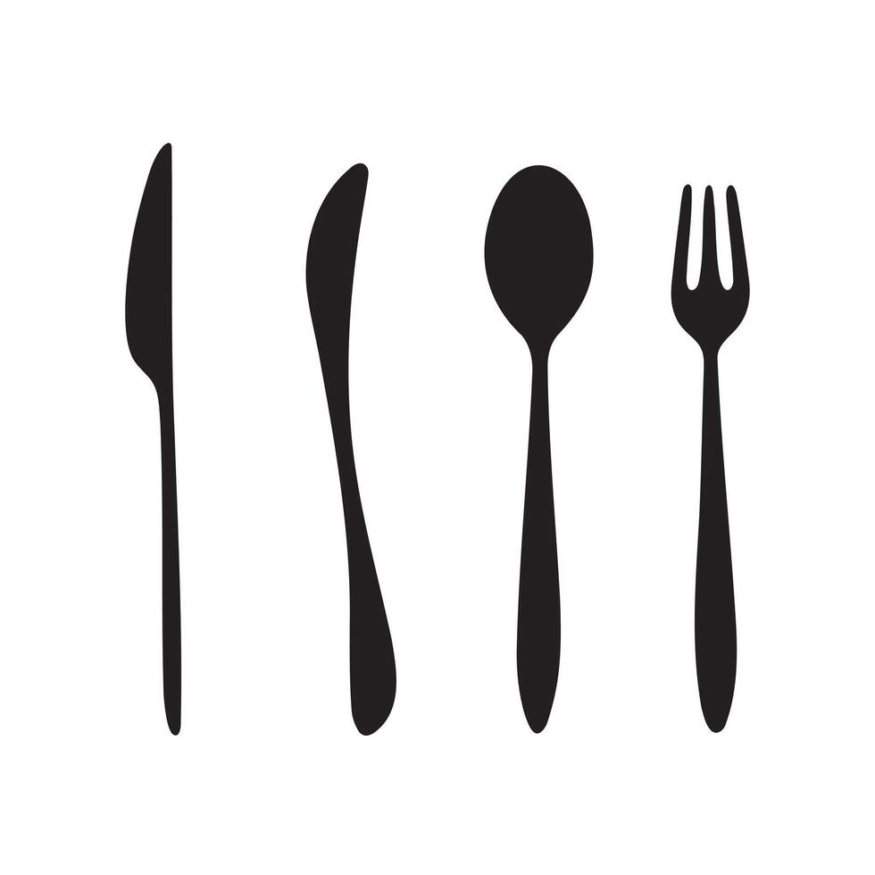 A set of spoon silhouette on white background vector