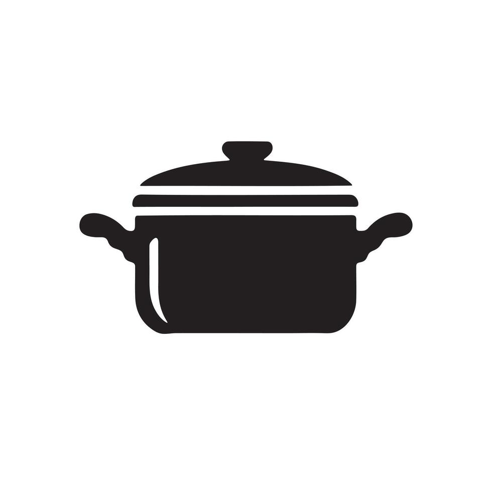 A cooking pot silhouette on white background vector