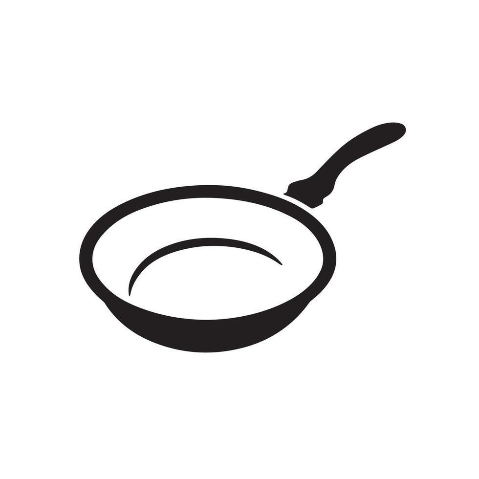 A frying pan icon silhouette on white background vector