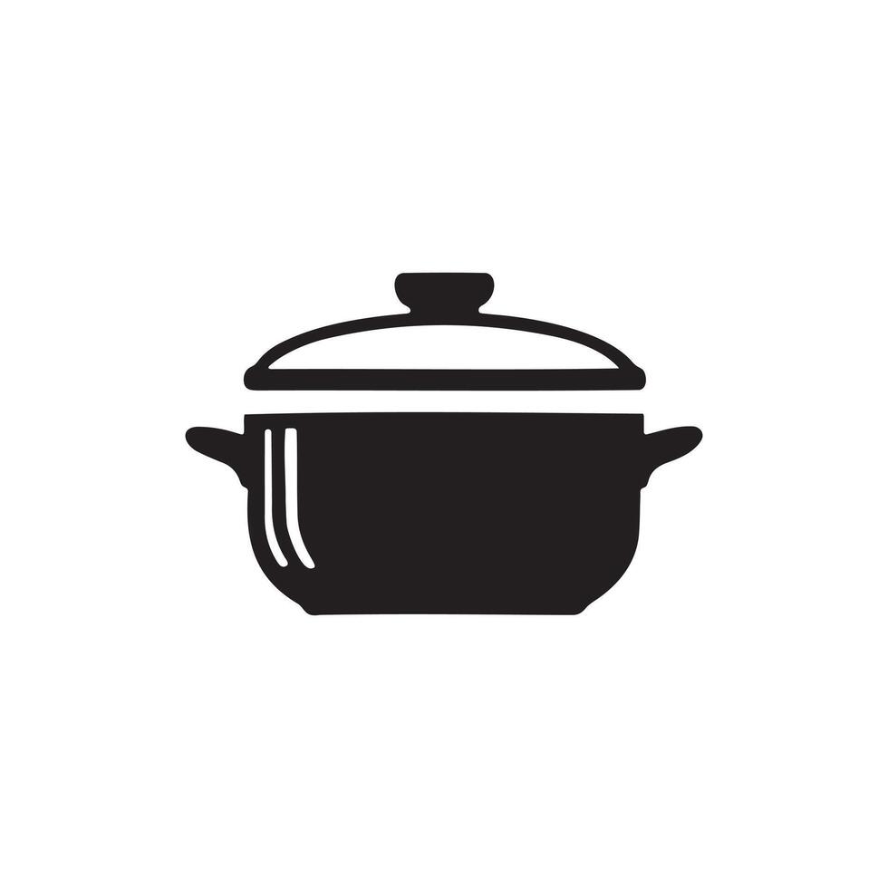 A cooking pot logo silhouette on white background vector