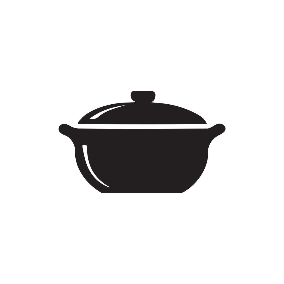 A cooking pot icon silhouette on white background vector