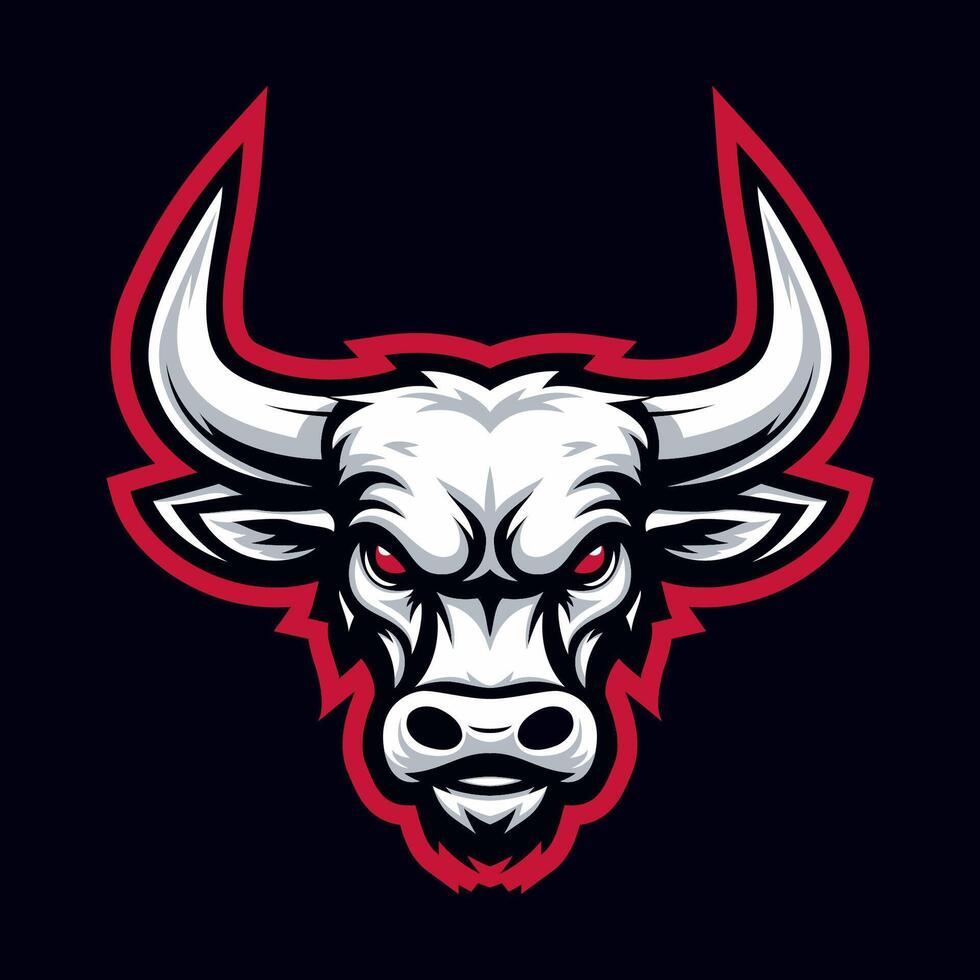 The head of a bull is shown on a black background vector
