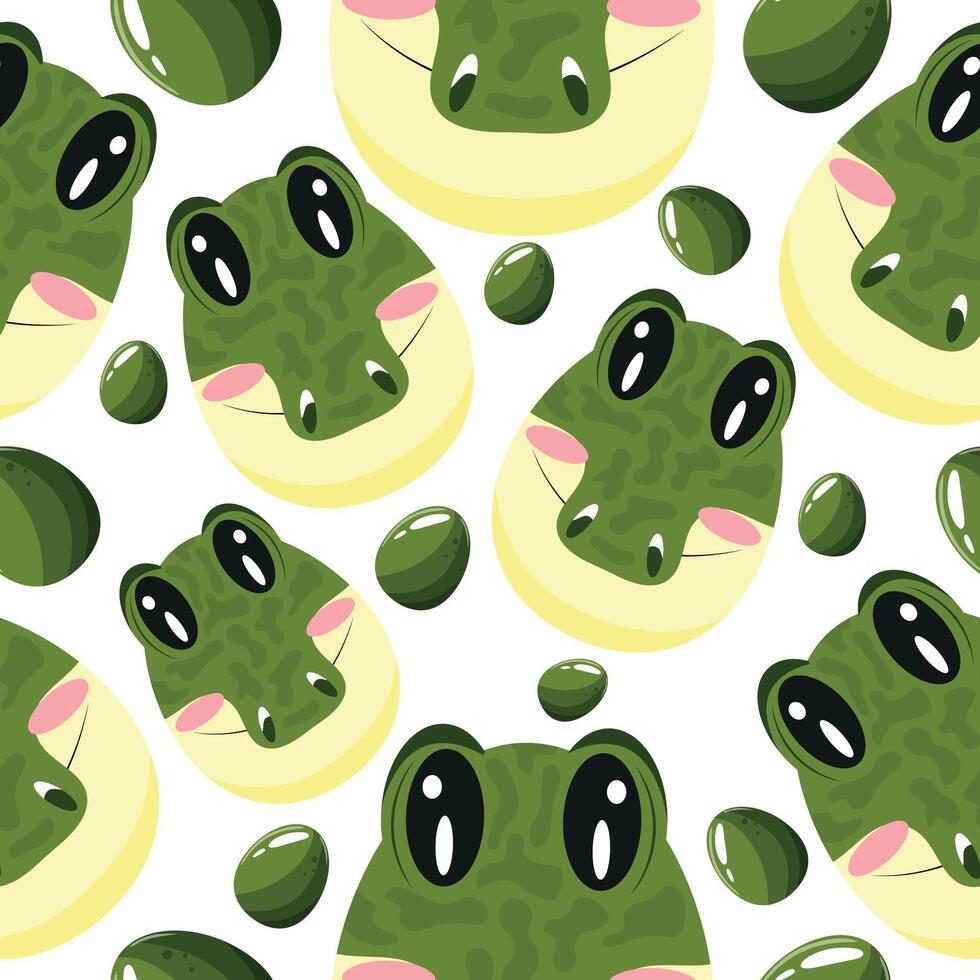 Easter seamless pattern with decorated eggs with green crocodile and green eggs for holiday poster, textile or wrapping vector