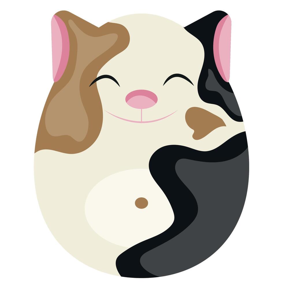 Easter egg template painted with animal motifs, i.e. painted in the form of a cat, for posters, banners or holiday cards vector