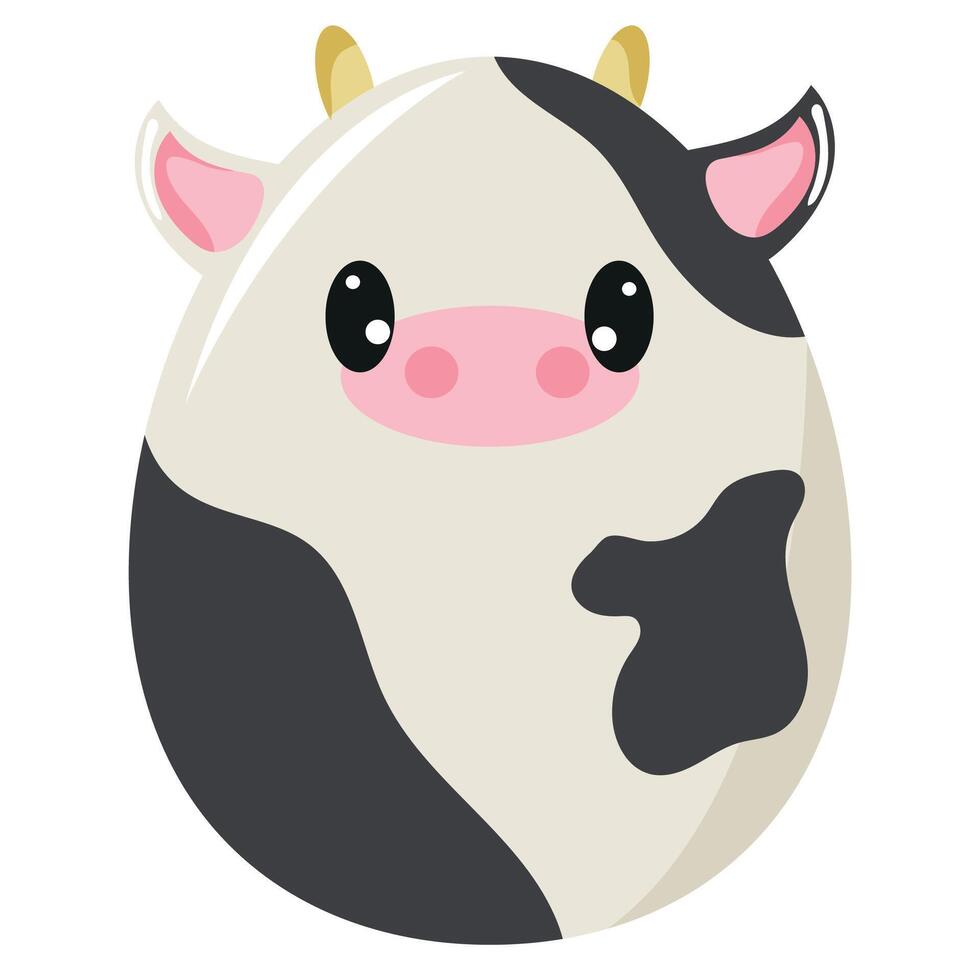 Easter egg template painted with animal motifs, i.e. painted in the form of a cow, for posters, banners or holiday cards vector