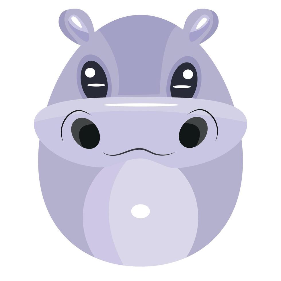 Easter egg template painted with animal motifs, i.e. painted in the form of a purple hippopotamus, for posters, banners or holiday cards vector