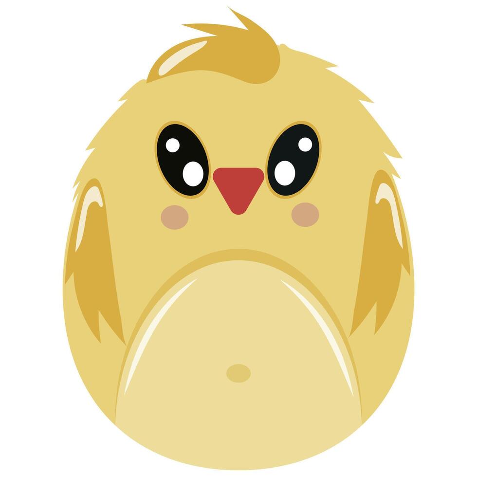 template of an Easter egg painted with animal motifs, i.e. painted as a yellow chicken, for posters, banners or holiday cards vector