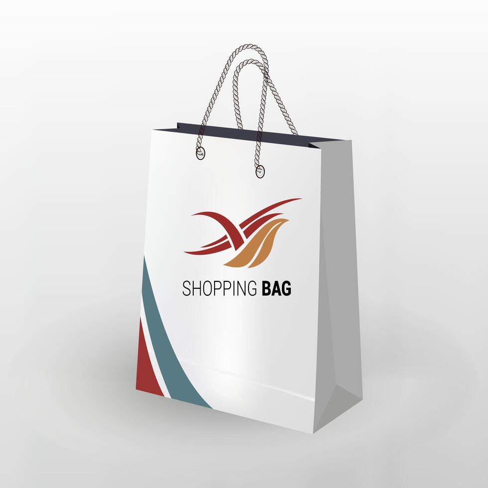 shopping bag mockup with logo on white background vector