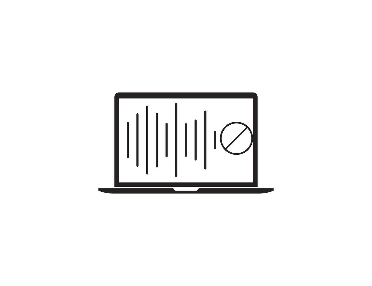 Audio, noise reduction on laptop icon. vector