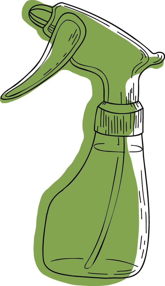 Irrigation, sprayingcan linear icon on green background. For florists, flower growers, gardeners, plant care. Line art isolated on white. vector