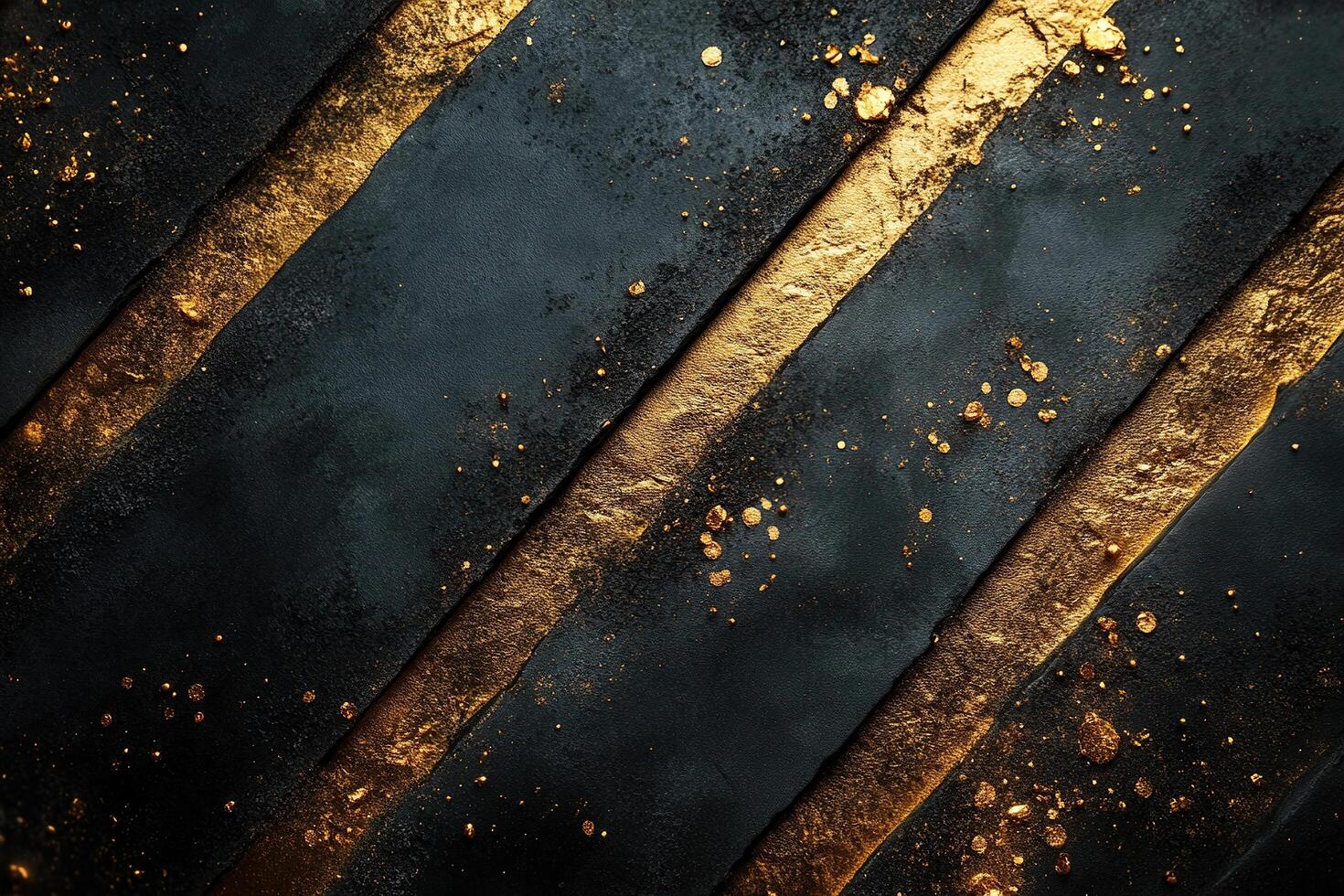 Luxury black gold metallic gradient background with cracked concrete texture. Generated by artificial intelligence photo