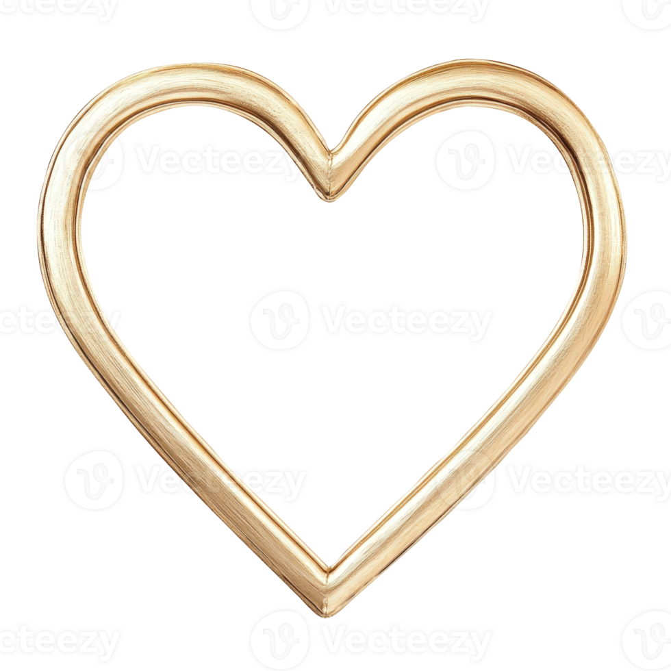 3d Delicate golden heart frame silhouette gleaming with metallic luster, representing valentine romantic elegance transparent backdrop png