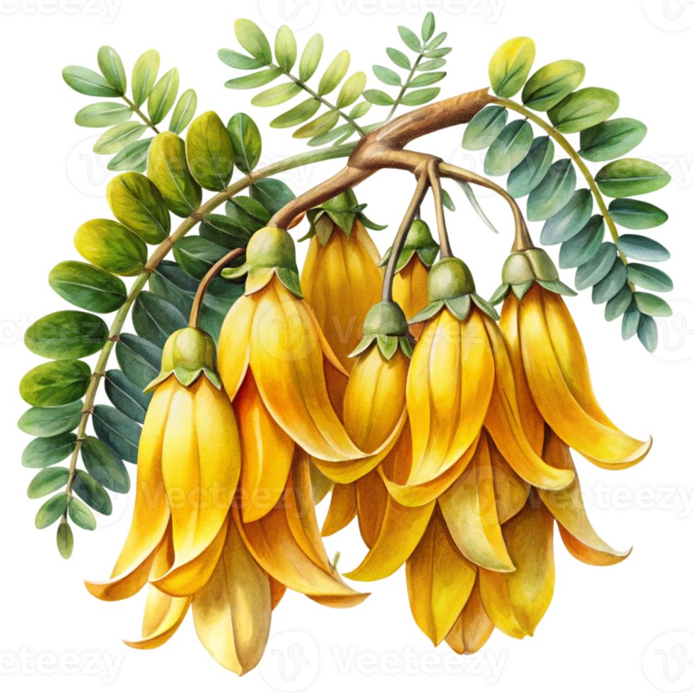 A painting of yellow flowers on a branch png