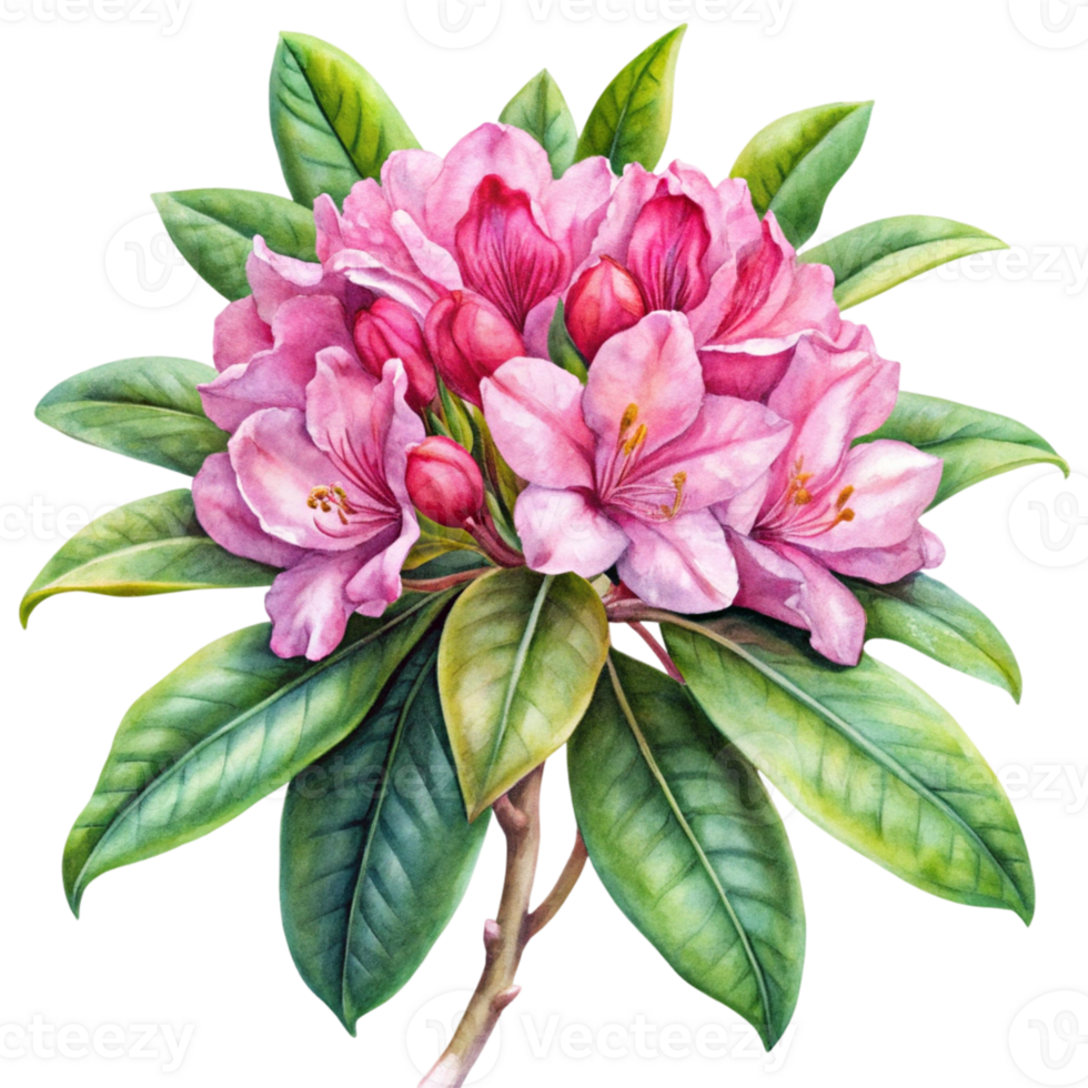 Watercolor painting of rhododendron flower png