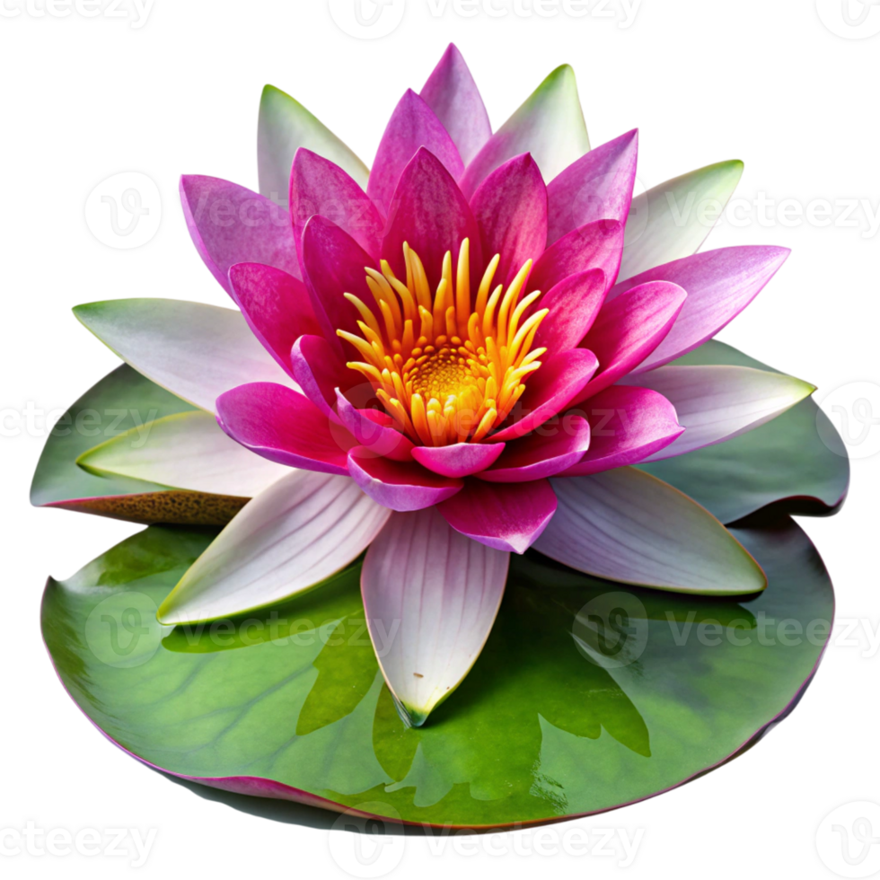 A pink water lily is floating in a pond png