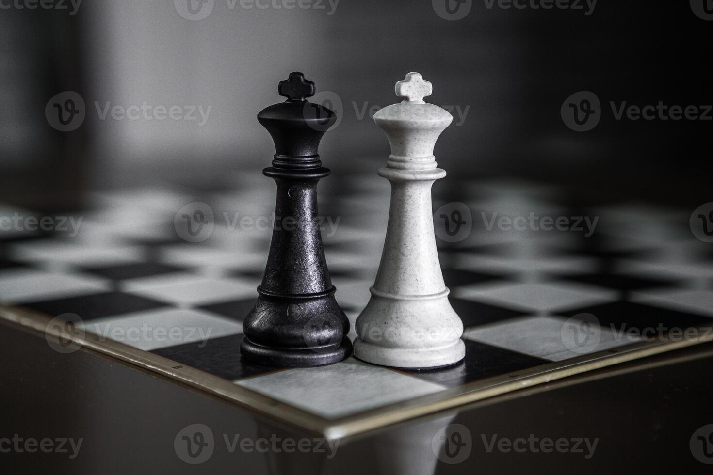 Chess board game, business ideas and competition concept. Chess figures on a chessboard. photo