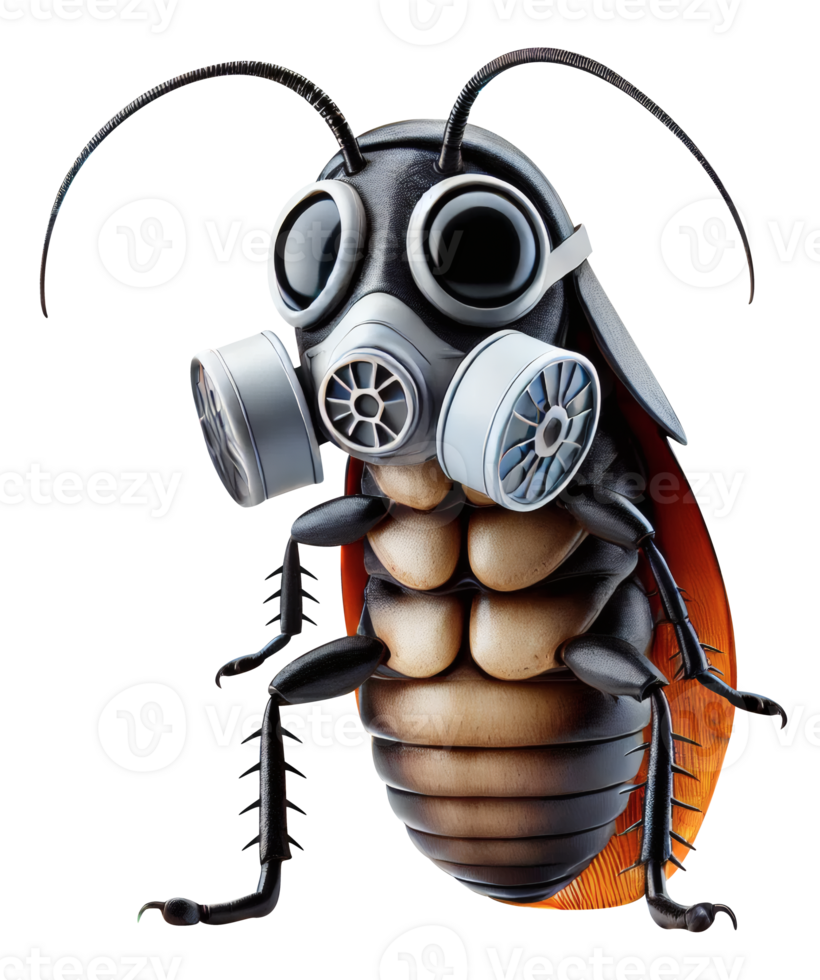 Gas Mask Cockroach. Post Apocalyptic Insect png