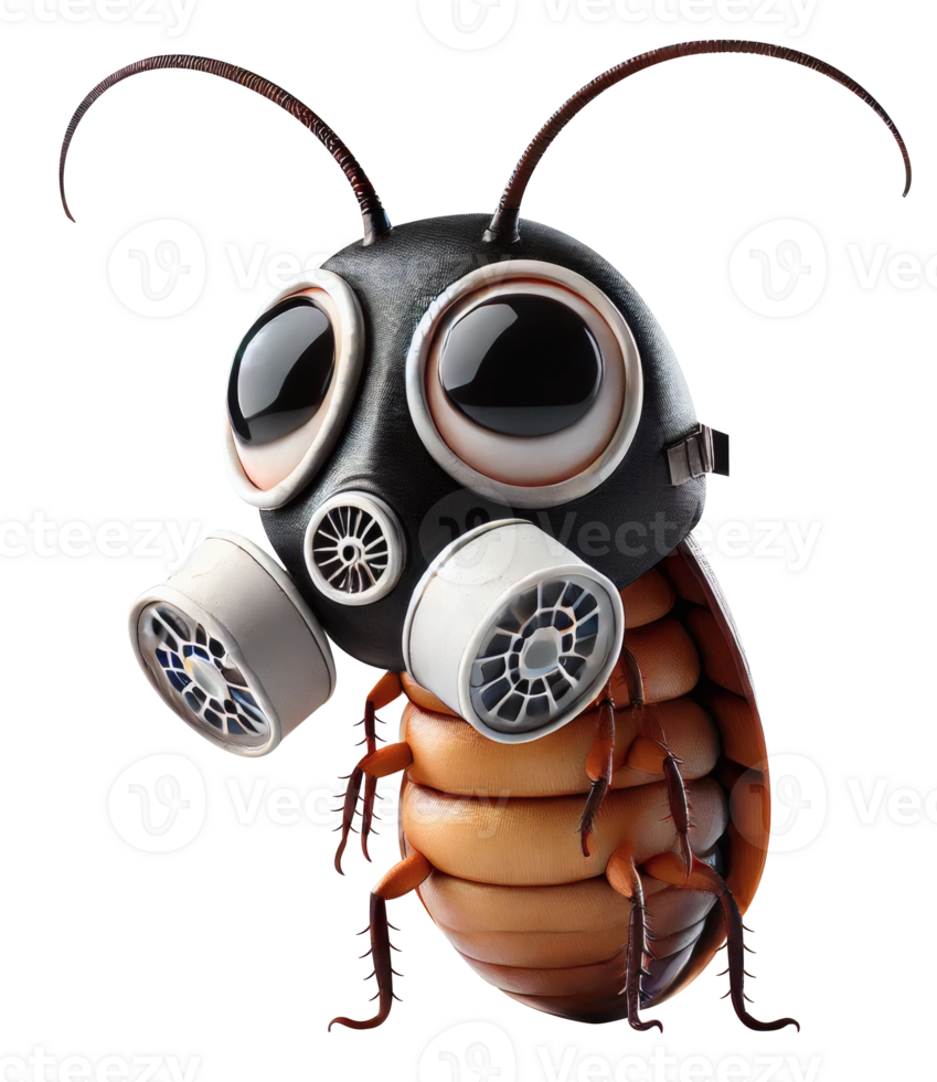 Cute Cockroach with Gas Mask png