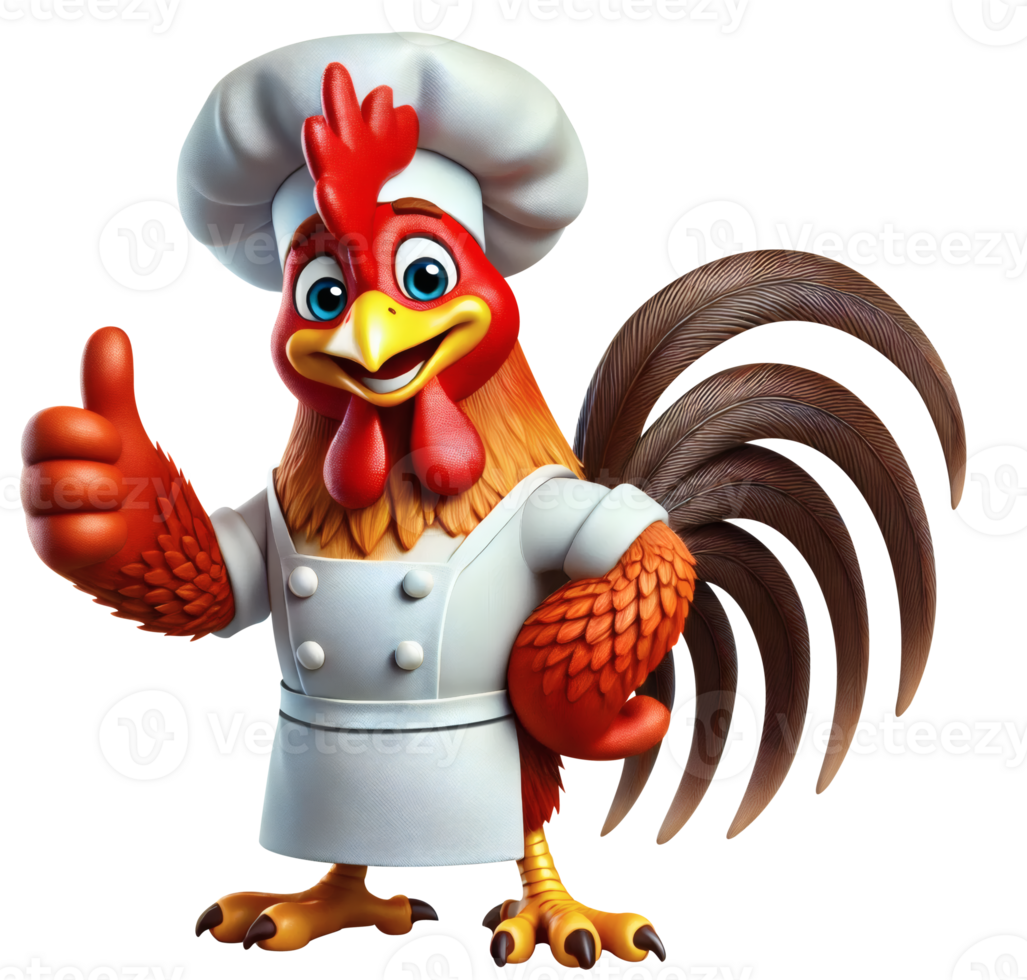 Cheerful Cartoon Rooster Chef Giving Thumbs Up png