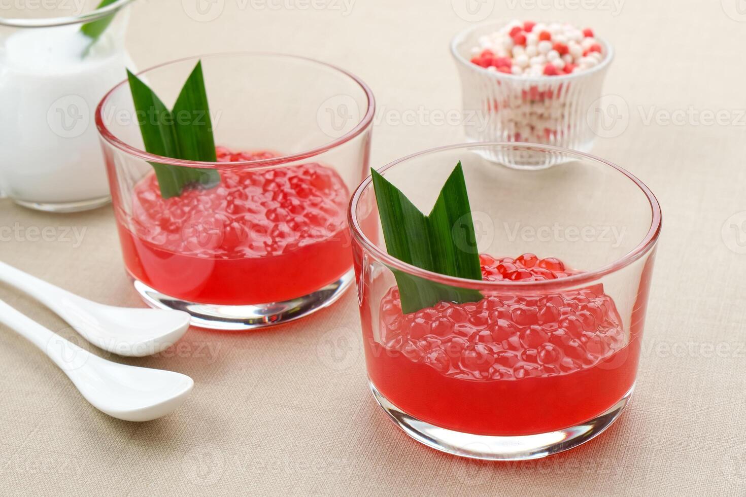 Bubur Sagu Mutiara, Indonesian Dessert Porridge photo