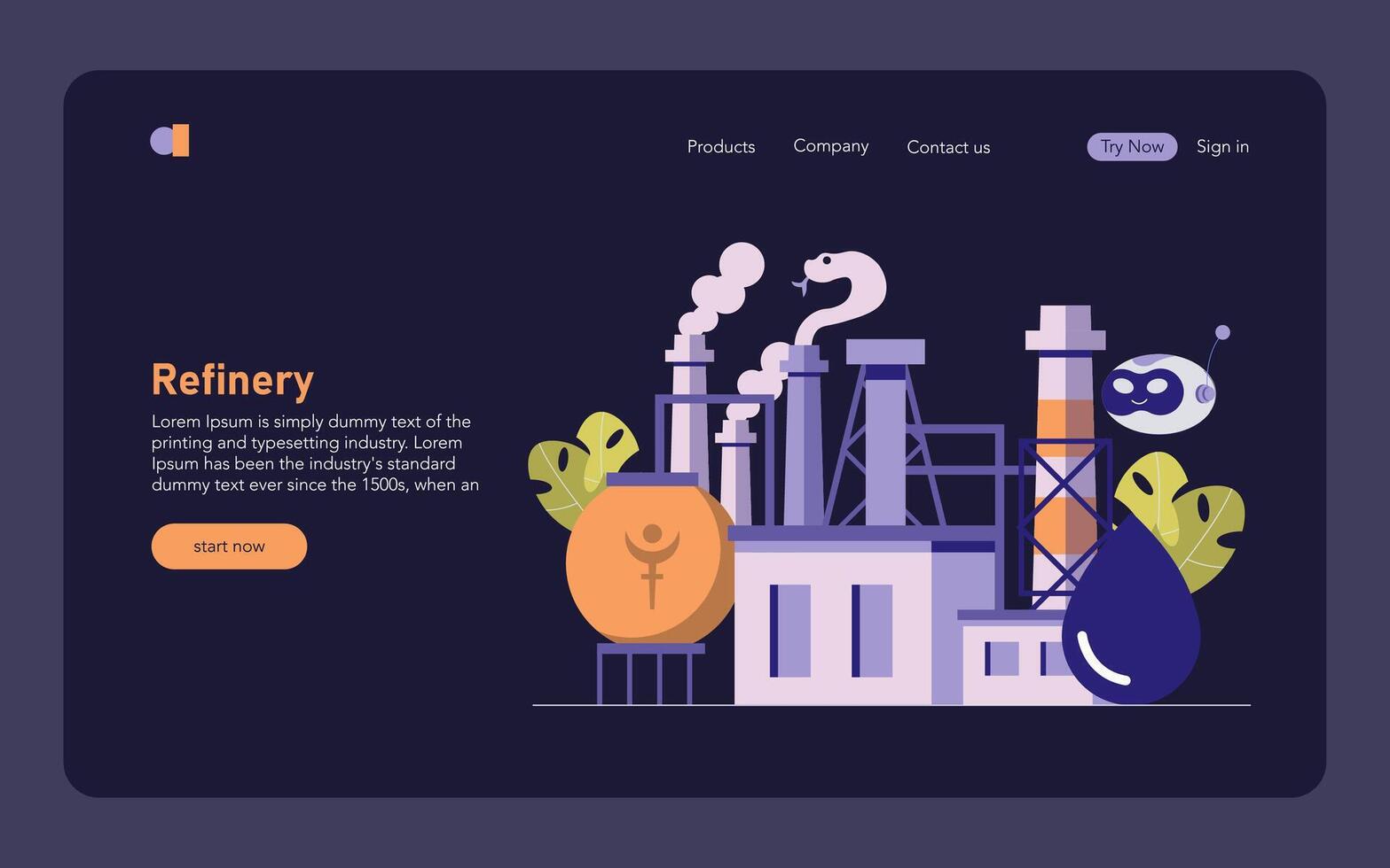 Oil and Gas Energy. Flat Illustration vector