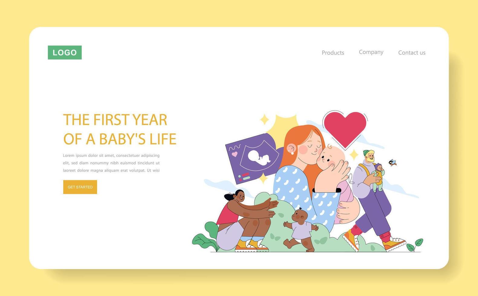 The First Year Of A babys Life. Flat Illustration vector