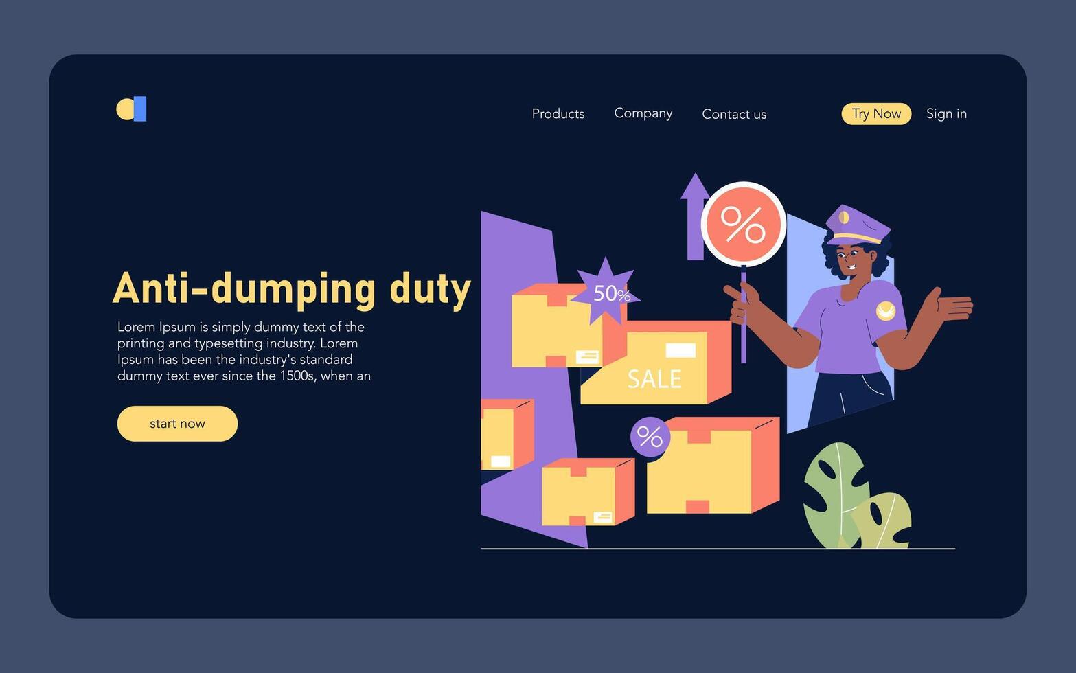 Customs Tariffs on Imports. Flat Illustration vector