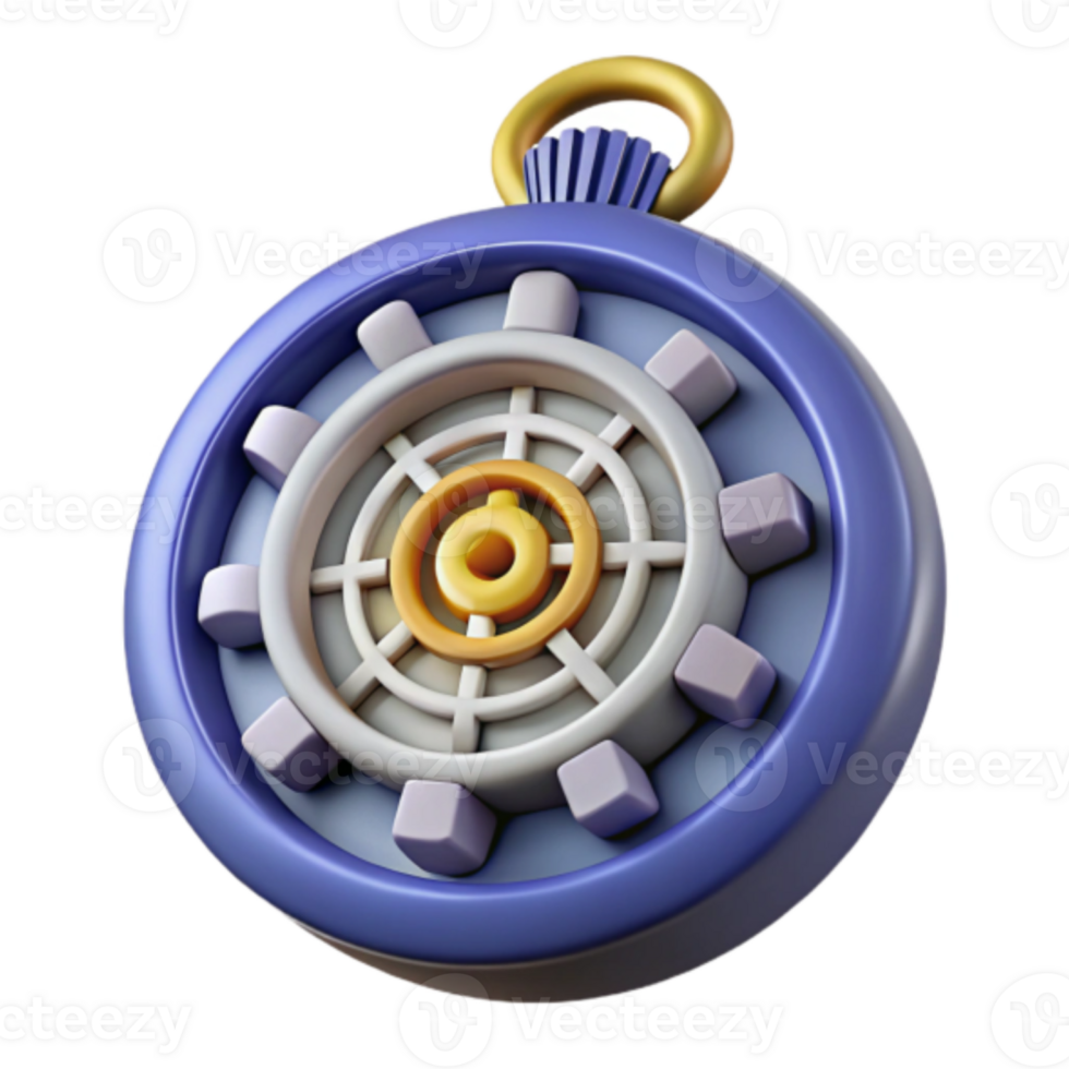 3D Render of Abstract Pocket Watch with Geometric Design png