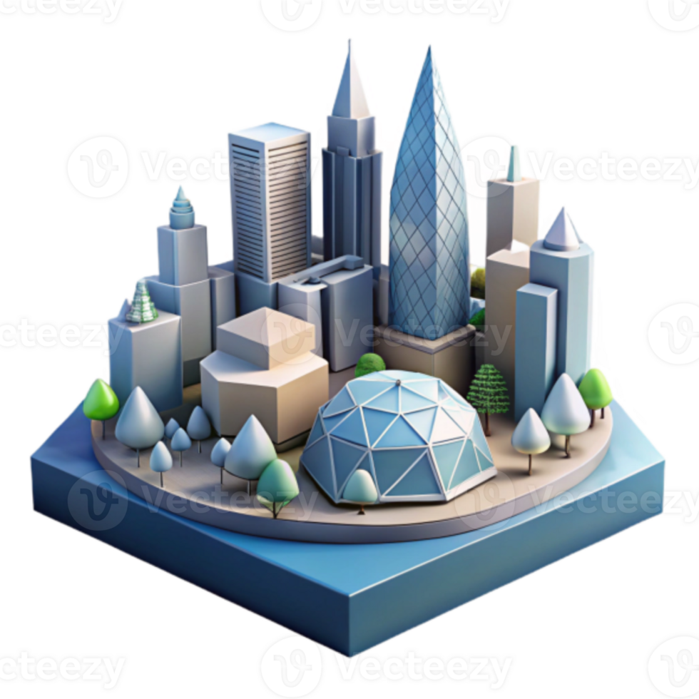 Isometric Cityscape 3D Illustration Modern Urban Architecture Buildings png