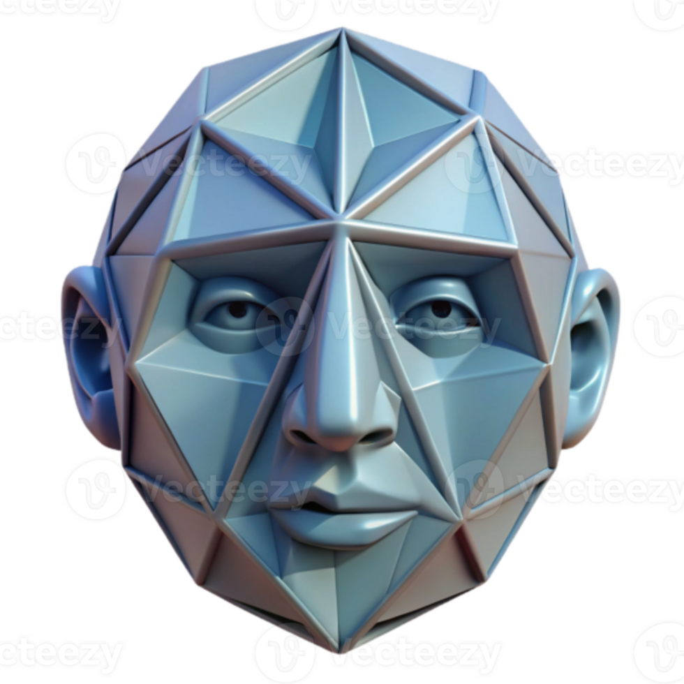 Abstract 3D Geometric Head Model Illustration png