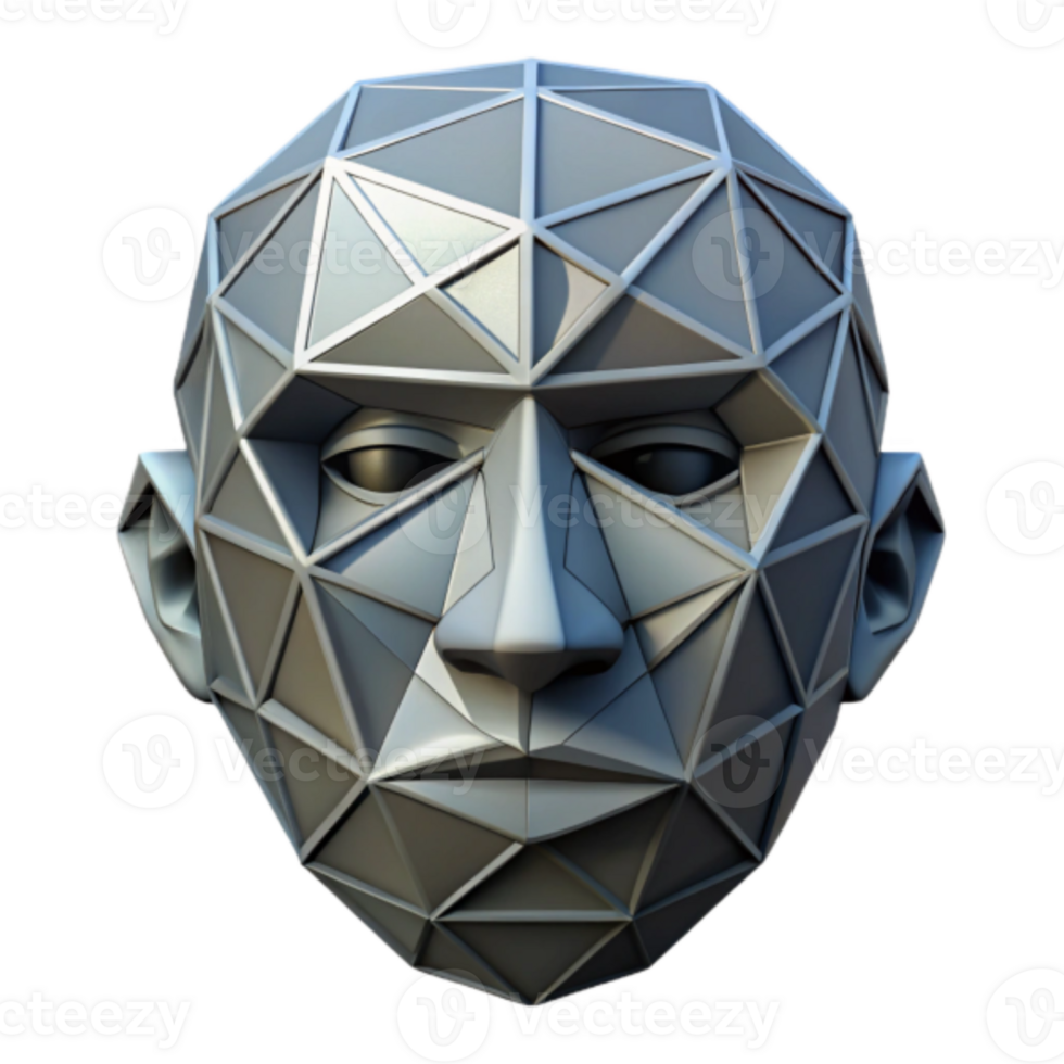 Low Poly 3D Model of a Human Head Abstract Geometric Illustration png