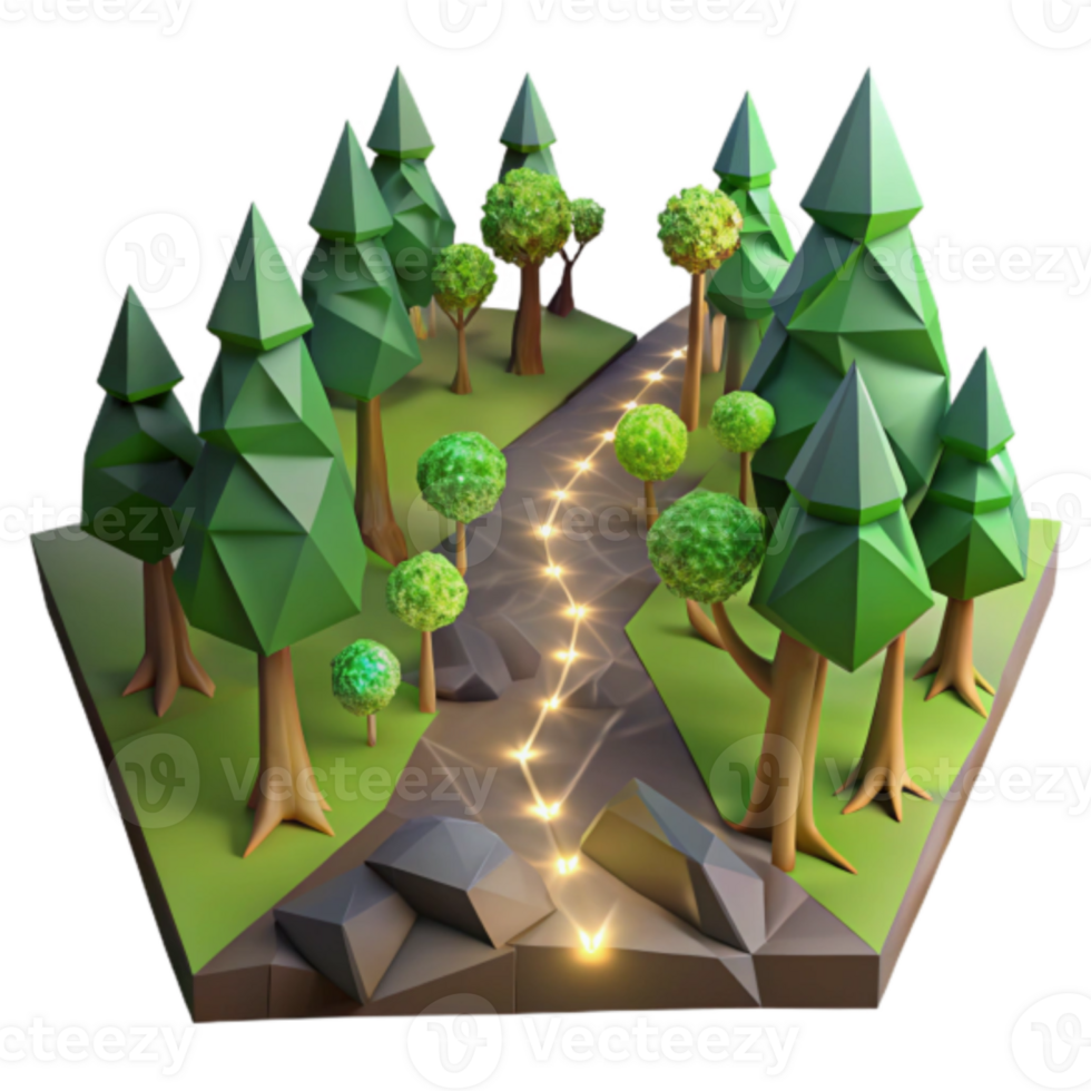 Luminous Path Illustration A Magical Forest Trail with Glowing Lights png