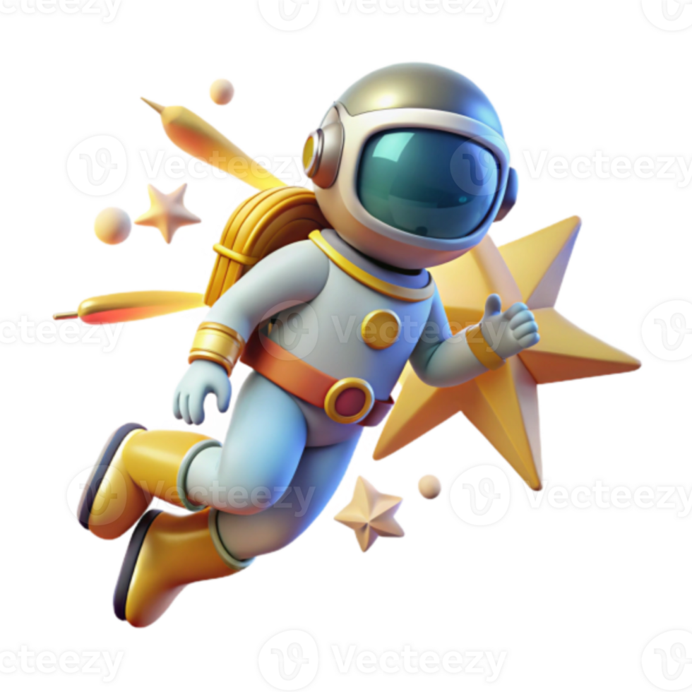 Adorable Astronaut Illustration Soaring Through Space with Stars png