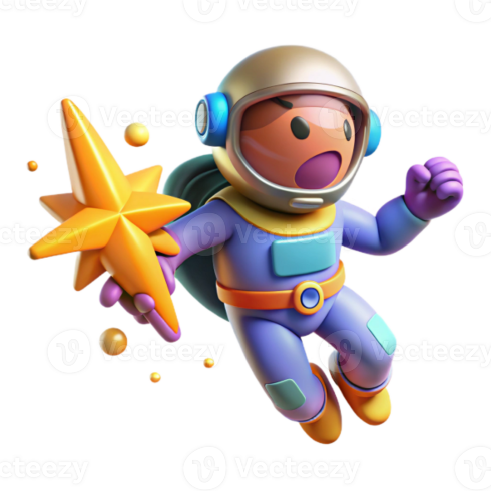 Illustration of an Astronaut Holding a Star png