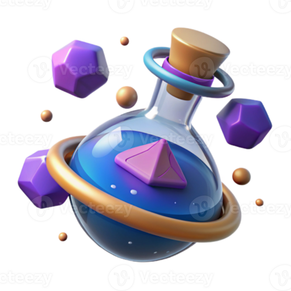 Enchanted Potion Bottle 3D Render Abstract Background png